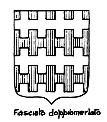 Image of the heraldic term: Fasciato doppiomerlato